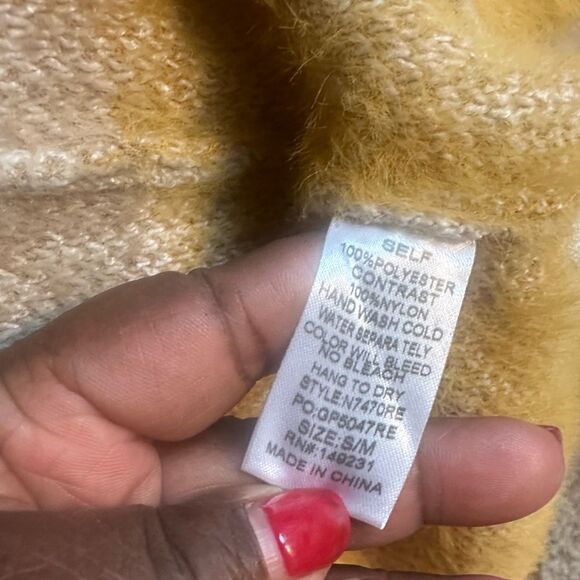 Kori Open Front Geometric raised Design Cardigan Sweater S/M - Picture 7 of 8